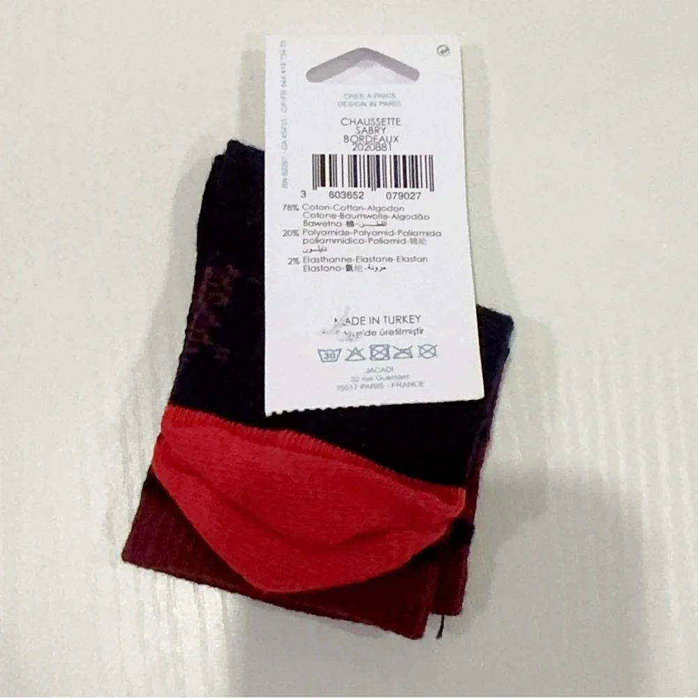 2 Pairs of Jacadi Cotton Blend Winter Socks Size 19/20 NWT